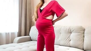 Cum Twice in Redhead Stepmom Nine Months Pregnant – She Best Sucks and Rides Cock